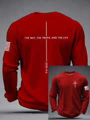 Men's Jesus The Way The Truth The Life Cross Waffle Long Sleeve T-Shirt