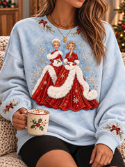 Women's Vintage Merry Christmas Printed Sweatshirt