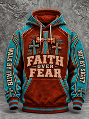 Men's Christian Faith Cross Graphic Print Casual Hoodie with Pockets
