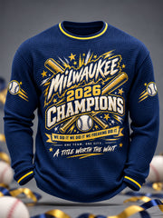 Men's Won Our Way 2026 Baseball Champions Gift For Baseball Fans Casual Waffle Long Sleeve T-Shirt