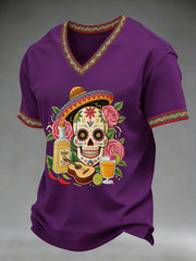 Men's Cinco De Mayo Print Short-Sleeve  V-neck T-shirt