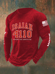 Men's Isaiah 4110 Fear Not For I Am With You Football Long Sleeve T-shirt