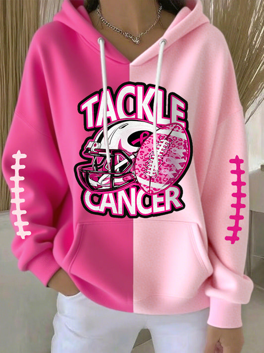 Women's Tackle Breast Cancer Football Gameday Breast Cancer Awareness Support Hoodie