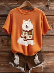 Women's Autumn Dog  Art Print Short SleeveT-shirt