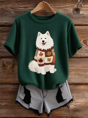 Women's Autumn Dog  Art Print Short SleeveT-shirt
