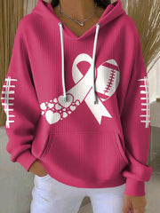 Women's Football combines with breast cancer Hooded Sweatshirt with Pockets
