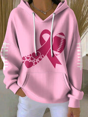Women's Football combines with breast cancer Hooded Sweatshirt with Pockets