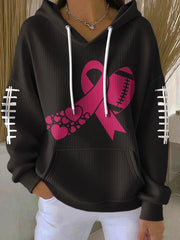 Women's Football combines with breast cancer Hooded Sweatshirt with Pockets
