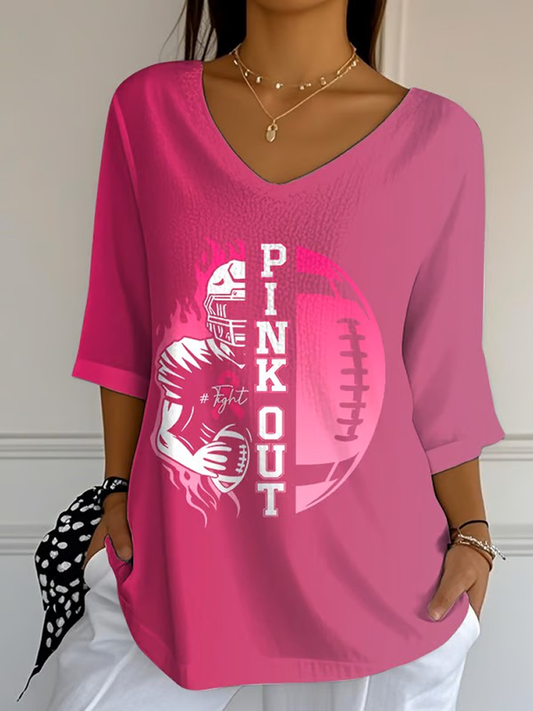 Women's Football combines with breast cancer Half-Sleeve T-Shirt