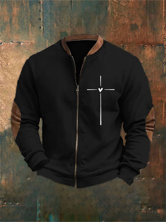 Men's Cross Print Casual Jacket