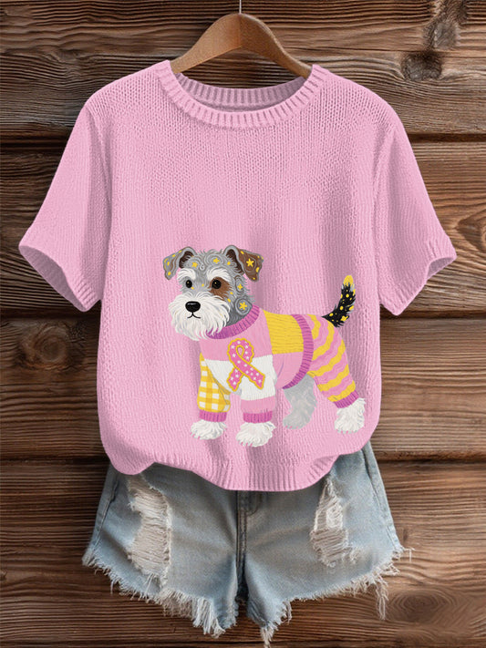 Women's Breast Cancer Art Print Cozy Knit Sweater