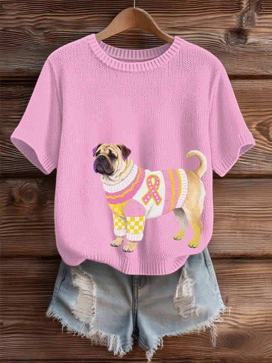Women's Breast Cancer Art Print Cozy Knit Sweater