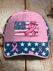 Breast Cancer Awareness Pink Ribbon Print Casual Unisex Hat