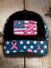 Breast Cancer Awareness Pink Ribbon Print Casual Unisex Hat