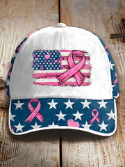 Breast Cancer Awareness Pink Ribbon Print Casual Unisex Hat