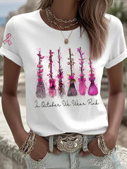 Women's Breast Cancer Awareness In October We Wear Pink Print Casual T-Shirt