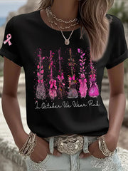 Women's Breast Cancer Awareness In October We Wear Pink Print Casual T-Shirt