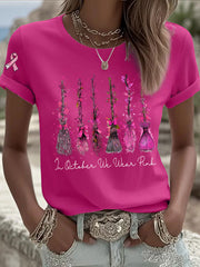 Women's Breast Cancer Awareness In October We Wear Pink Print Casual T-Shirt