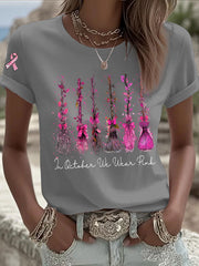 Women's Breast Cancer Awareness In October We Wear Pink Print Casual T-Shirt