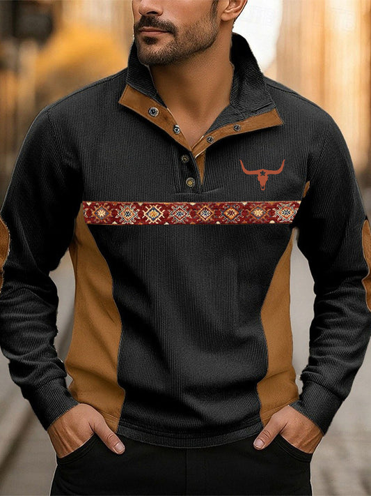 Men's Vintage Western Printed Casual Sweatshirt