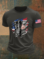 Men's American Flag Veterans Day Printed T-shirt
