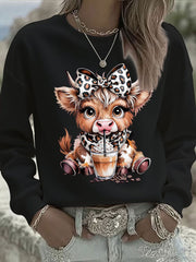 Women's Highland Cow Print Casual Sweatshirt