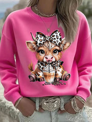 Women's Highland Cow Print Casual Sweatshirt