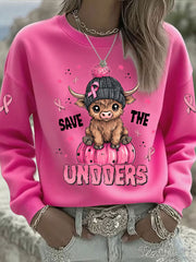 Women's Breast Cancer Awareness Pink Ribbon Print Casual Sweatshirt