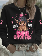 Women's Breast Cancer Awareness Pink Ribbon Print Casual Sweatshirt