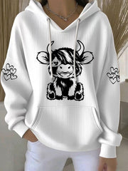 Women's Highland Cow Print Casual Hoodie