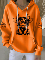Women's Highland Cow Print Casual Hoodie