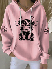 Women's Highland Cow Print Casual Hoodie