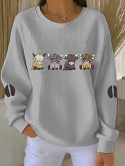 Women's Highland Cow Printed Sweatshirt