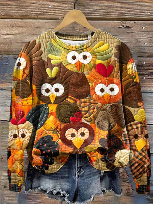 Women's Thanksgiving Funny Turkey Print Sweatshirt
