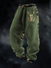Men's Retro Western Deer Head Leopard Print Casual Pants