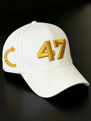Unisex Limited Edition Charlie Kirk White Hat Gold 47 Turning Point American Trump Souvenir Hat