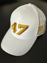 Unisex Limited Edition Charlie Kirk White Hat Gold 47 Turning Point American Trump Souvenir Hat