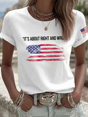 Women's It's About Right And Wrong Printed Casual T-shirt