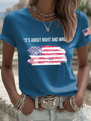 Women's It's About Right And Wrong Printed Casual T-shirt