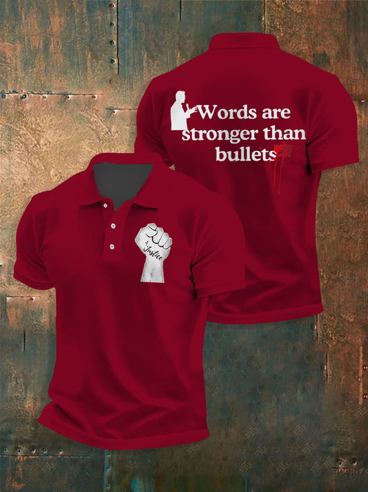 Men's Words Are Stronger Than Bullets Print Shirt