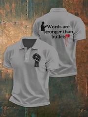 Men's Words Are Stronger Than Bullets Print Shirt