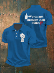 Men's Words Are Stronger Than Bullets Print Shirt