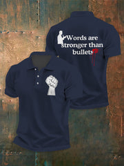 Men's Words Are Stronger Than Bullets Print Shirt