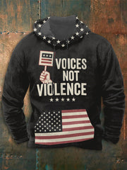 Men's Voices Not Violence Printed Long Sleeve Hoodie
