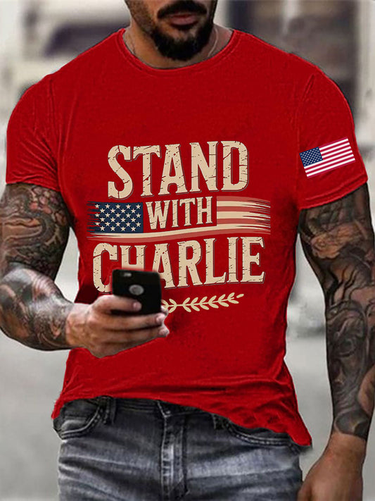 Men's Stand With Charlie Kirk Printed T-shirt