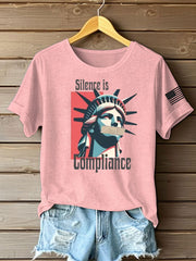 Women's silece is complience Printed Iron On Short Sleeve T-Shirt