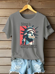 Women's silece is complience Printed Iron On Short Sleeve T-Shirt