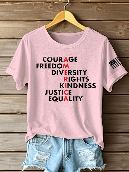 Women's  Freedom Printed Iron On Short Sleeve T-Shirt