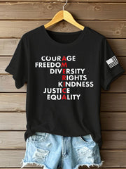 Women's  Freedom Printed Iron On Short Sleeve T-Shirt