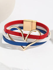Women's Red White and Blue Leather Bracelet